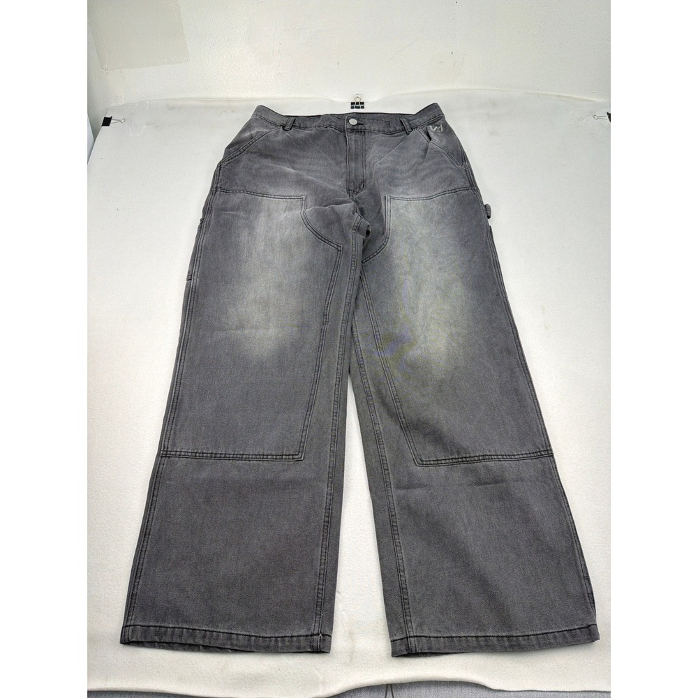 Cold Culture Worldwide Mens XL Carpenter Jeans Washed Charcoal Grey Wide Leg V1